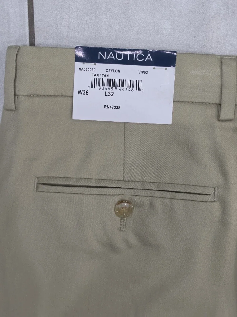 NAUTICA Men's Flat-Front Khaki Dress Pants Chinos - Tan Beige Business Casual